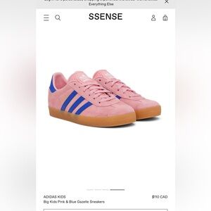 BNIB Adidas Gazelle Pink purple/blue kids 5.5. Fits women’s 7.5